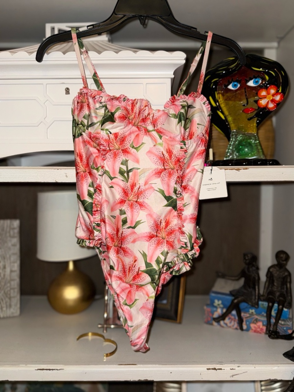 PEIXOTO Anthropologie floral one piece swimsuit Medium M ruby - Picture 4 of 7